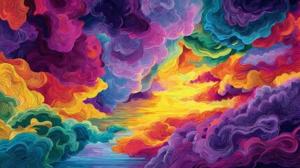 Colorful Abstract Cloudscape Painting