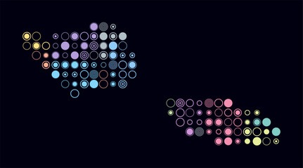 Samoa, shape of the country build of colored cells. Digital style map of the Samoa on dark background. Large size circle blocks. Awesome vector illustration.