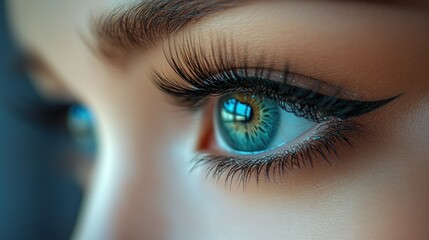 Close-up of beautiful woman's eyes with glamorous makeup