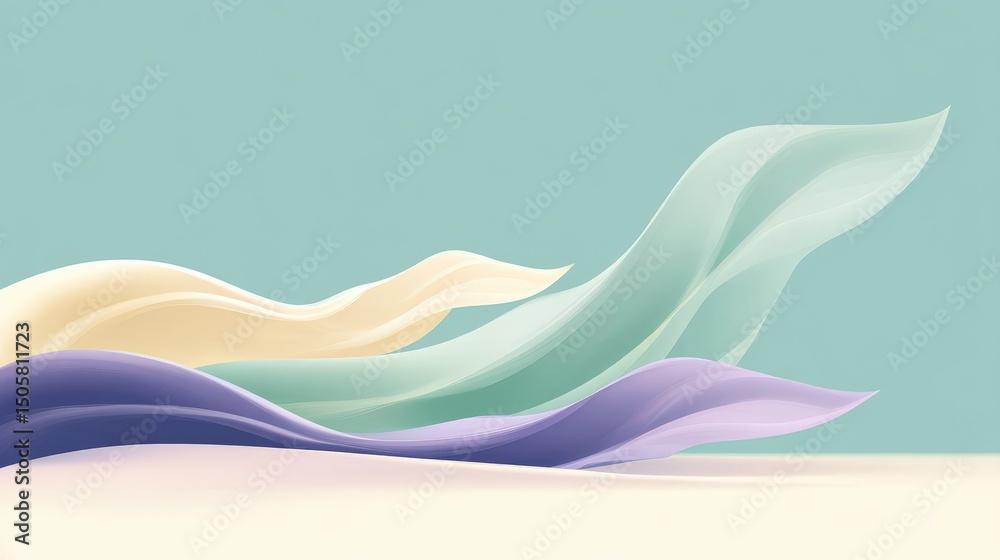 Poster Abstract smooth wave texture, soft flowing lines creating a calm and elegant visual