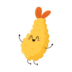 Tempura fried shrimp vector isolated illustration. Tempura fried shrimp on white background.