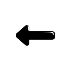 Black left pointing arrow icon on transparent background, symbolizing direction or navigation. simple design is ideal for use in digital interfaces or graphic design projects