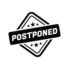 Postponed grunge rubber stamp. Postpone sign sticker. Grunge vintage square label.