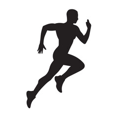 Black silhouette of a sport runner in action run