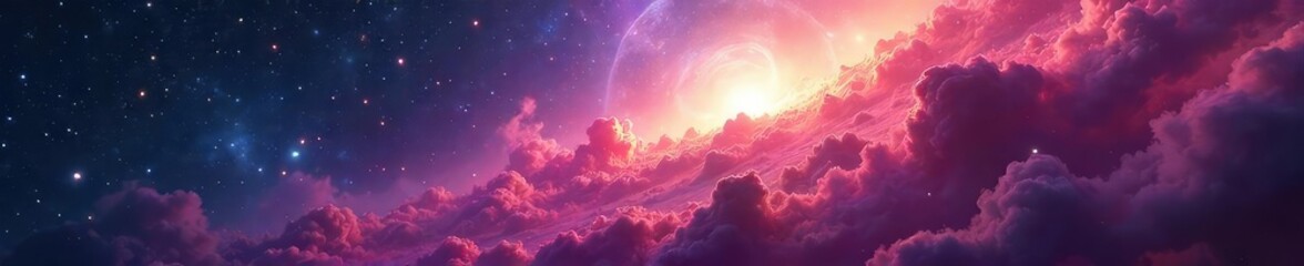 Vast cosmic cloud of gas and dust, swirling nebula in deep space, vibrant colors of interstellar medium, celestial beauty , cosmic, gas, cosmos