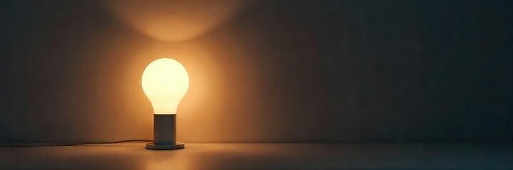 A minimalist, sleek pip light illuminates a dark corner, casting a soft glow Its delicate design and subtle light create a calming atmosphere, perfect for a modern interior , warm light, clean
