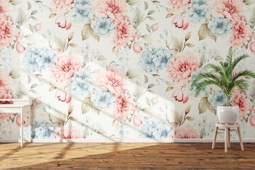 white wall with flowers