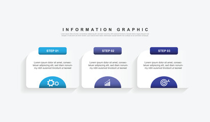 3 option infographic process and step with paper style for business