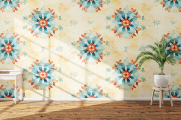 white wall with flowers