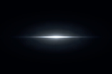 White bright light flare glowing on dark background