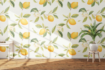 white wall with flowers