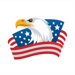 American bald eagle head with usa flag