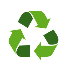 Recycling symbol in green flat style, representing waste management, sustainability, and eco responsibility. Ideal for environmental campaigns and clean earth concept