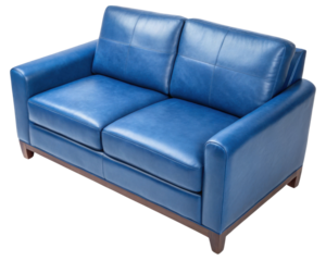 Genuine leather loveseat sofa adds comfort and style to any space., PNG on transparent background