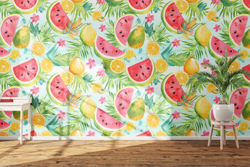 white wall with flowers