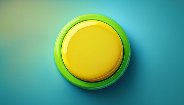lime green push button sunny yellow core soft blue background spring design