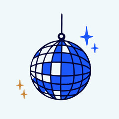 Blue Disco Ball Illustration, Party Decoration Graphic