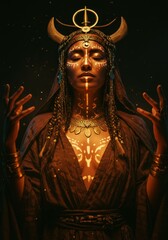 Mystical Priestess in Ritual Ceremony