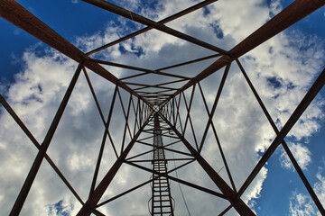 telecommunication radio tower antenna future broadband concept satellite connect clouds
