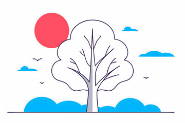 sun landscape with tree