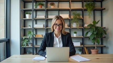businesswoman working on laptop