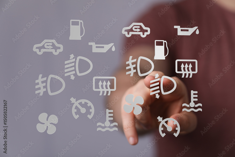 Aufkleber Learn to recognize and interpret common car dashboard warning lights and symbols for safety and maintenance.