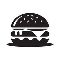 Black burger silhouette icon. Burger vector illustration eps 10 