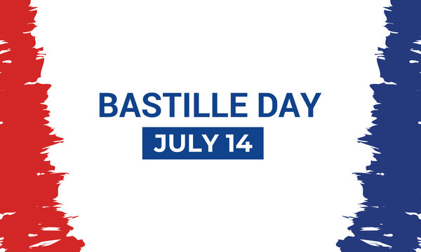 Happy Bastille Day. Design for French flag background for French National Day July 14 every year. Eiffel Tower in colors of French flag icon web banner. Vector illustration of background.