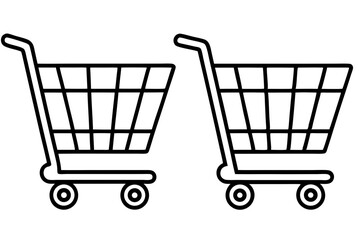 Shopping Cart Icons Line Art Graphics for E-commerce and Retail