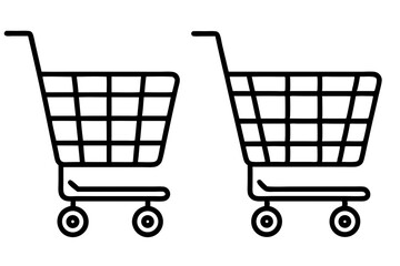 Shopping Cart Icons Line Art Graphics for E-commerce and Retail Designs