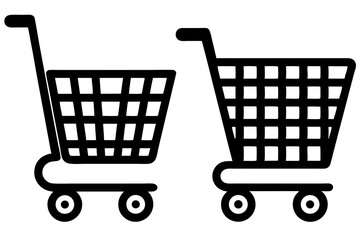 Shopping Cart Icons Two Styles of Black and White Shopping Carts