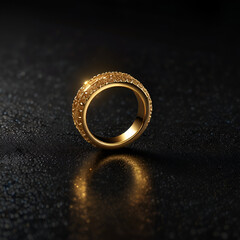 wedding rings on a black background