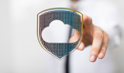 Fototapeta na wymiar Cloud security, data protection, cybersecurity, digital shield, safety, cloud storage, network security, online protection, privacy, digital safety, secure