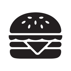 Black burger silhouette icon. Burger vector illustration eps 10 