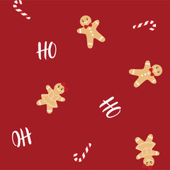 Christmas Gingerbread Seamless Vector Pattern