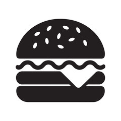 Black burger silhouette icon. Burger vector illustration eps 10 