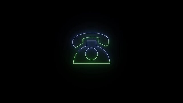 Abstract neon light telephone icon animation. 