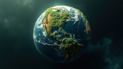 Fototapeta premium Global view of earth nature illustration digital art atmospheric environment aerial perspective environmental awareness
