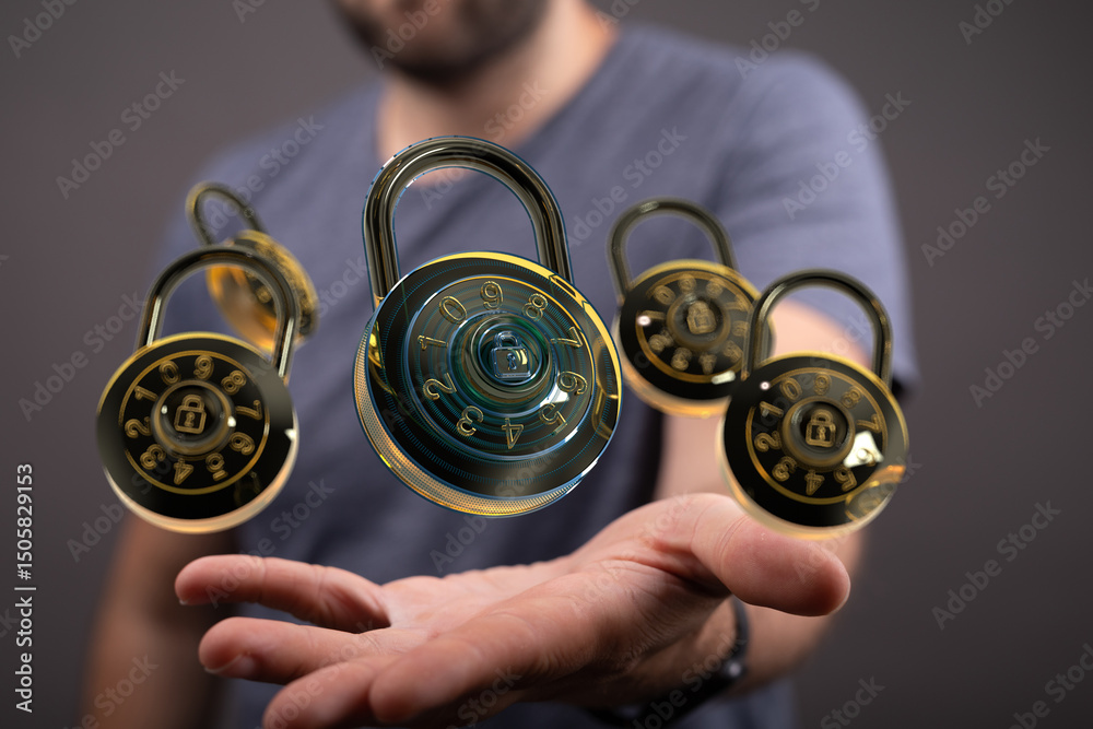 Aufkleber Protect your data with robust passwords and multi-factor authentication.  Cybersecurity is crucial!