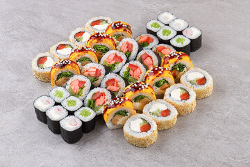Deluxe California Roll Assortment Featuring Shrimp Salmon Mango Toppings