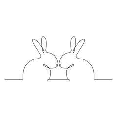 Rabbit animal one line drawing art outline pro vector illustration and minimalistic