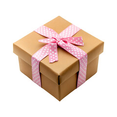 Festive wrapped gift box for birthday or celebration isolated on a transparent background.