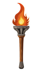 detailed vector illustration showing of fantasy and ancient torch isolated on white background