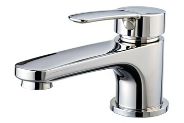Modern Chrome Faucet Isolated on White Background