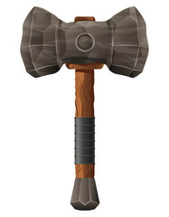 detailed vector illustration showing of fantasy and ancient weapons hammer isolated on white background