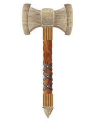 detailed vector illustration showing of fantasy and ancient weapons hammer isolated on white background