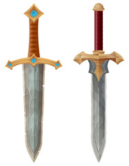 detailed vector illustration showing of fantasy and ancient weapons sword isolated on white background