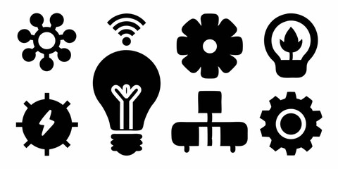 Innovation icon set light bulb and cogwheel design