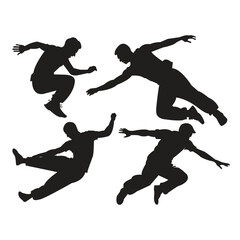 Parkour Silhouette Set Dynamic Action Poses