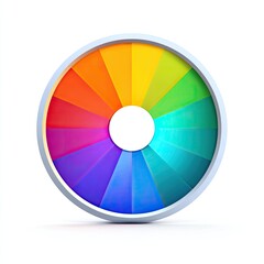 Obraz premium Colorful circular color wheel. A 3D rendering of a color wheel showcasing a spectrum of vibrant hues. Each section is a different shade, creating a full color spectrum